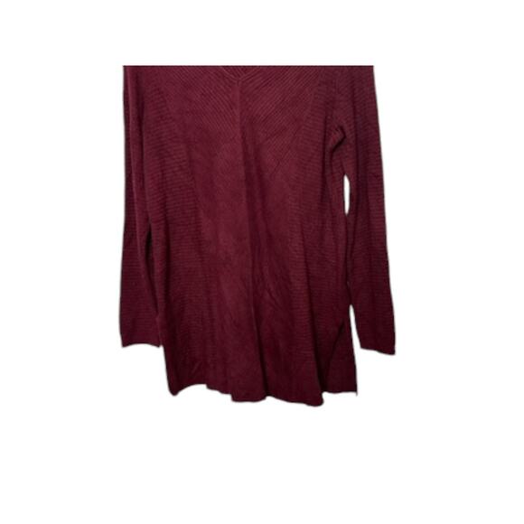 J.Jill Ribbed V-Neck Dark Maroon Long Sleeve Tunic Sweater Women's Small - Picture 5 of 8
